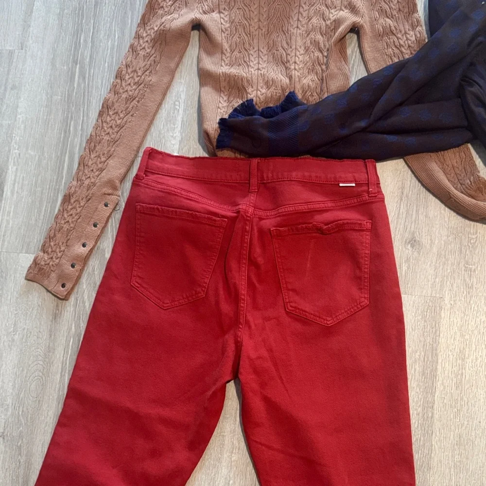 Women's DAZE Distressed Red Jeans